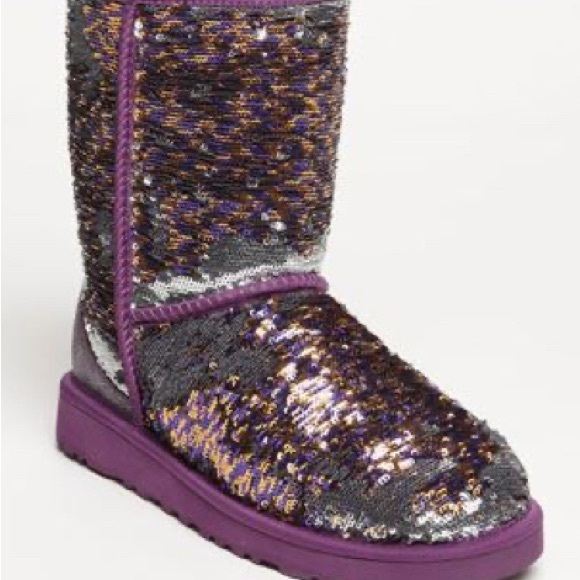 New UGG Purple and Silver Sequin Boots - Picture 1 of 6